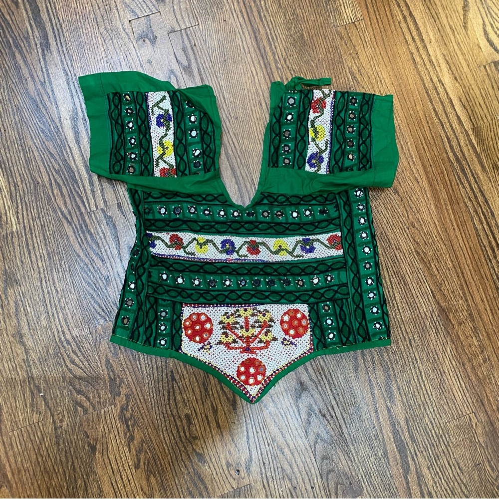 Vintage beaded and mirrored open back top